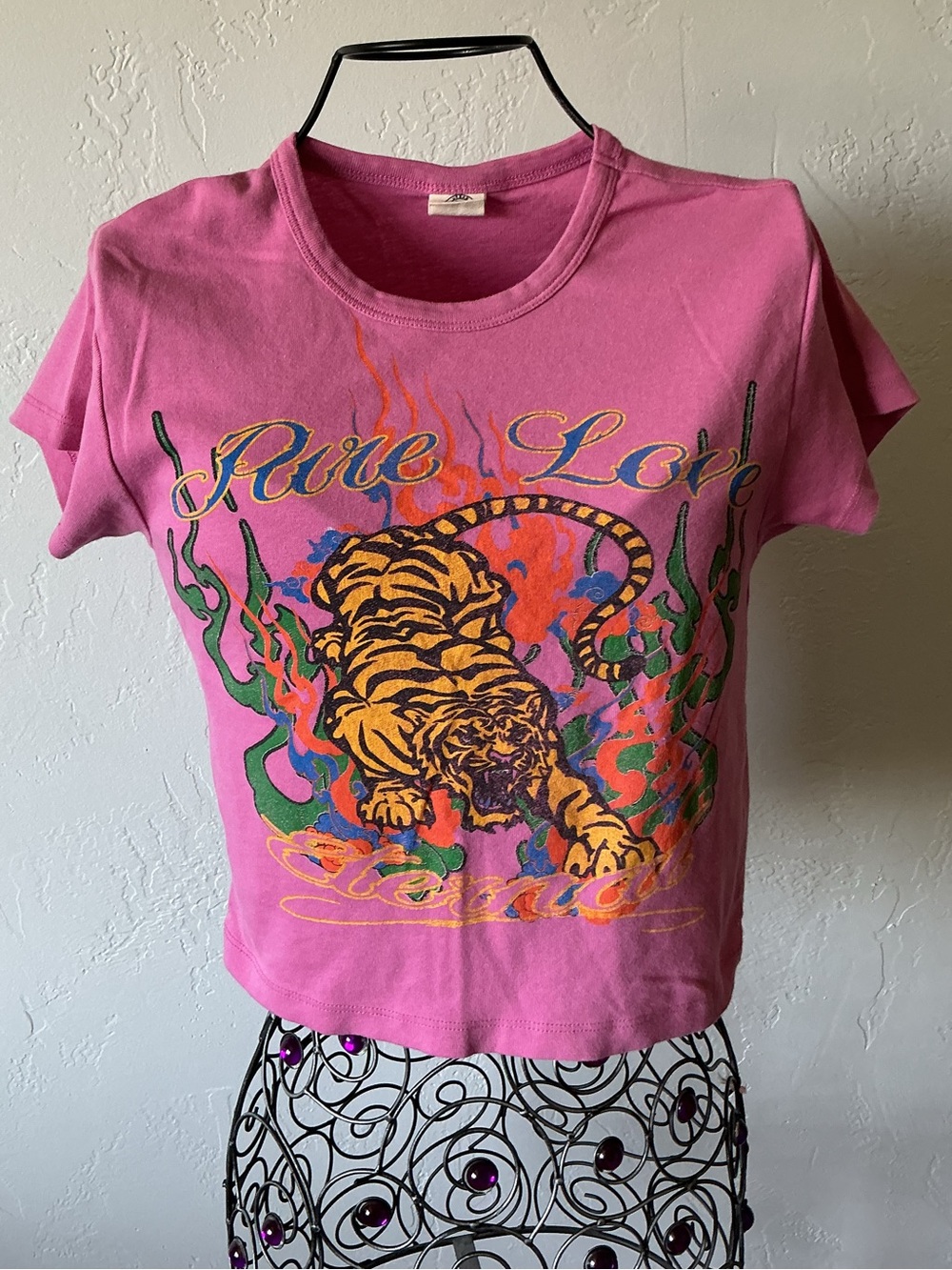 Urban Outfitters Pink 'Pure Love' Tiger Graphic Tee